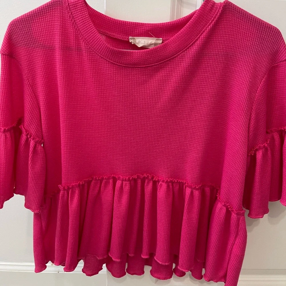 Altar’d State Pink Ruffly Blouse - Picture 1 of 2